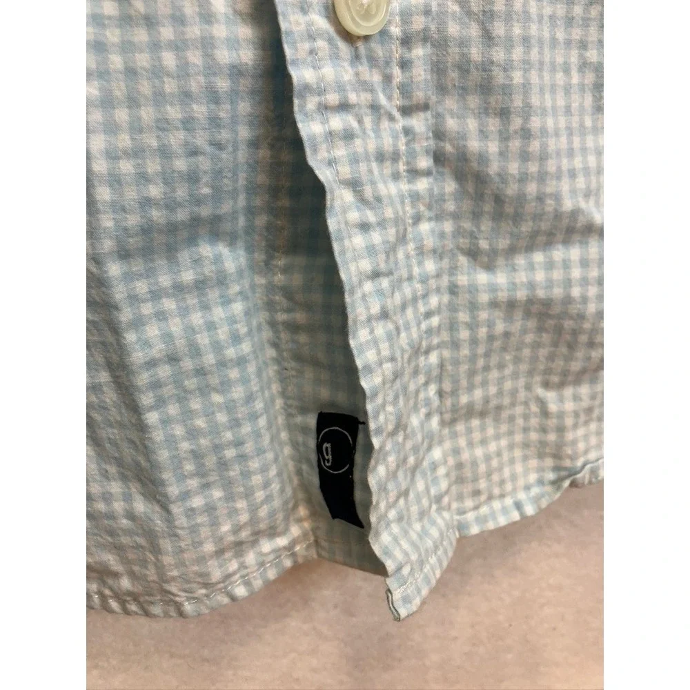 Gymboree Kids Boys Light Blue‎ Gingham Check Button Down Shirt XXL Long Sleeve